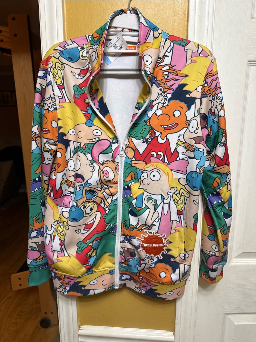 Nickelodeon All-Over Print Cartoon Character Zip-Up Jacket Adult Large Y2K Style